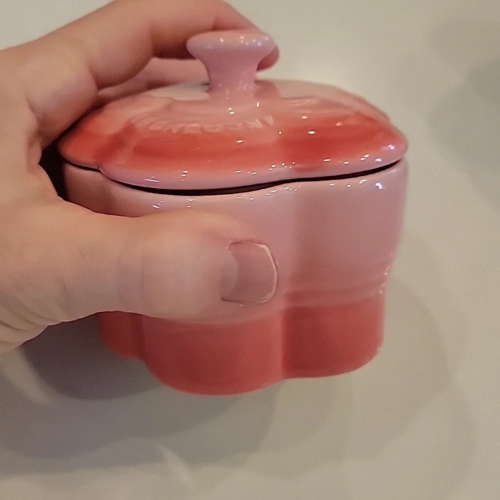 Le Creuset Salmon Pink Flower Cocotte